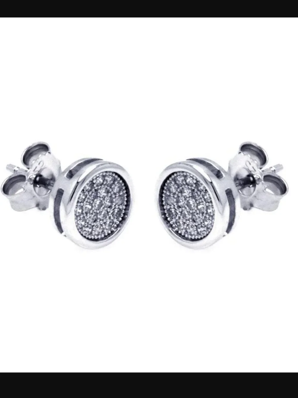 Sterling Silver 925 Rhodium Plated Micro Pave Clear Round CZ Stud Earrings